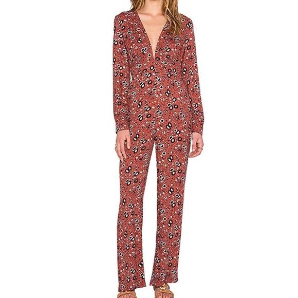 Free People Some Like It Floral Print Womens Plunging V Neck Jumpsuit Romper 4 - Picture 9 of 15
